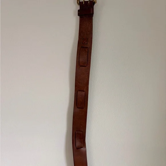 Vintage Ralph Lauren Genuine Brown Leather Belt with Solid Brass Buckle S/M - Picture 8 of 10